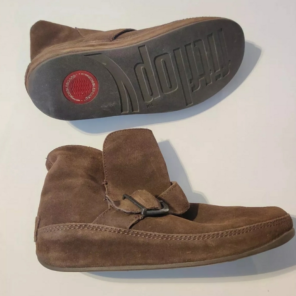FitFlop DASH Boots Brown Suede Leather Pull On S 9